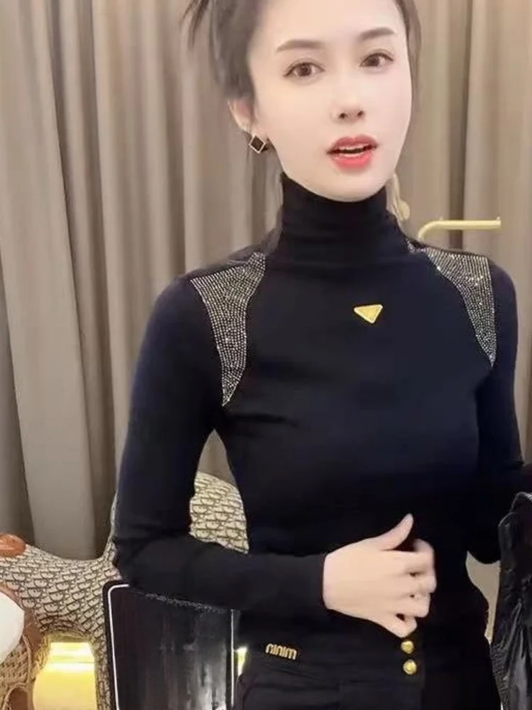 Осенне-зимняя женская рубашка с высоким воротником на флисовой подкладке