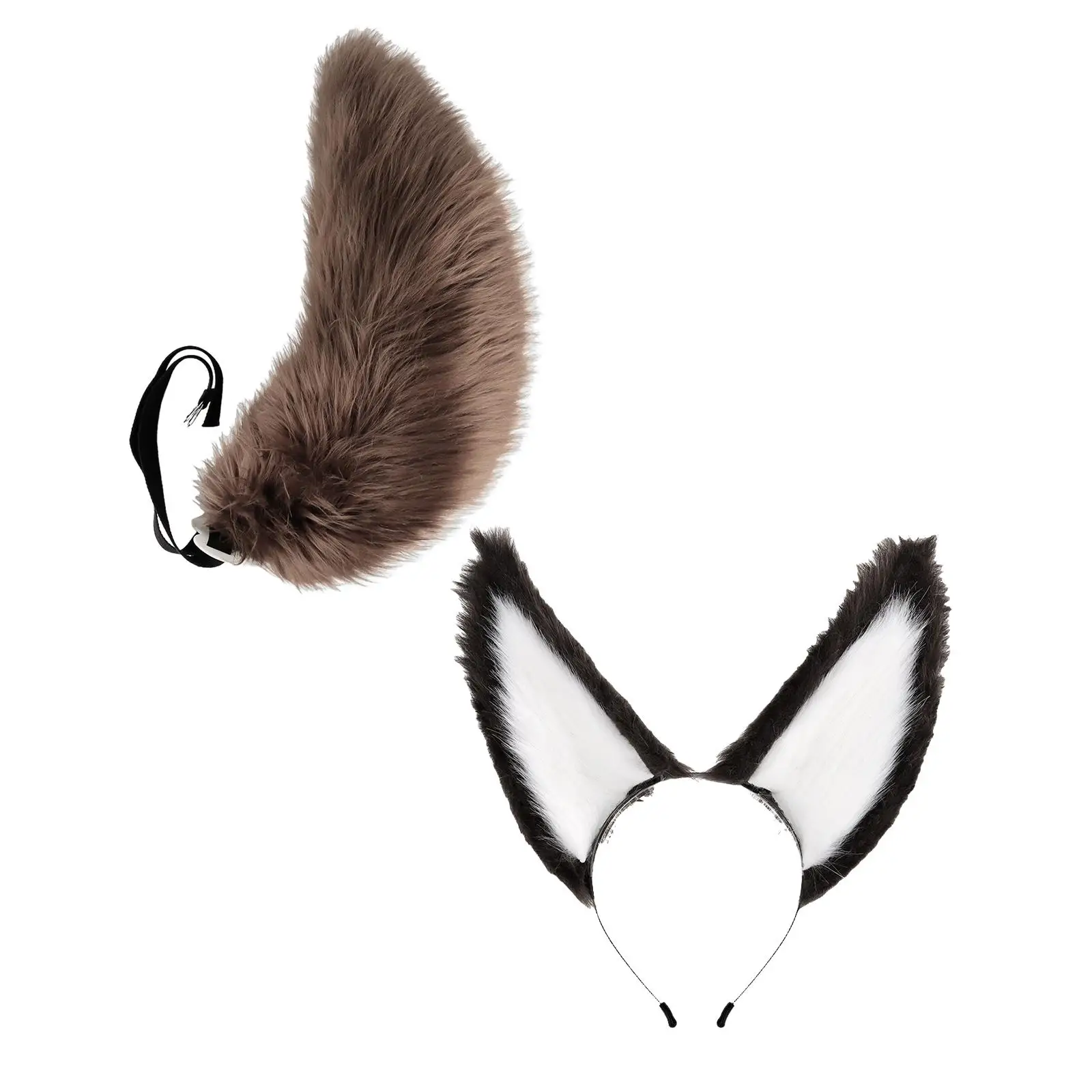 

Уши и длинный хвост уши животных аниме платье косплей реквизит ободок для волос для маскарада Необычные искусственные детские