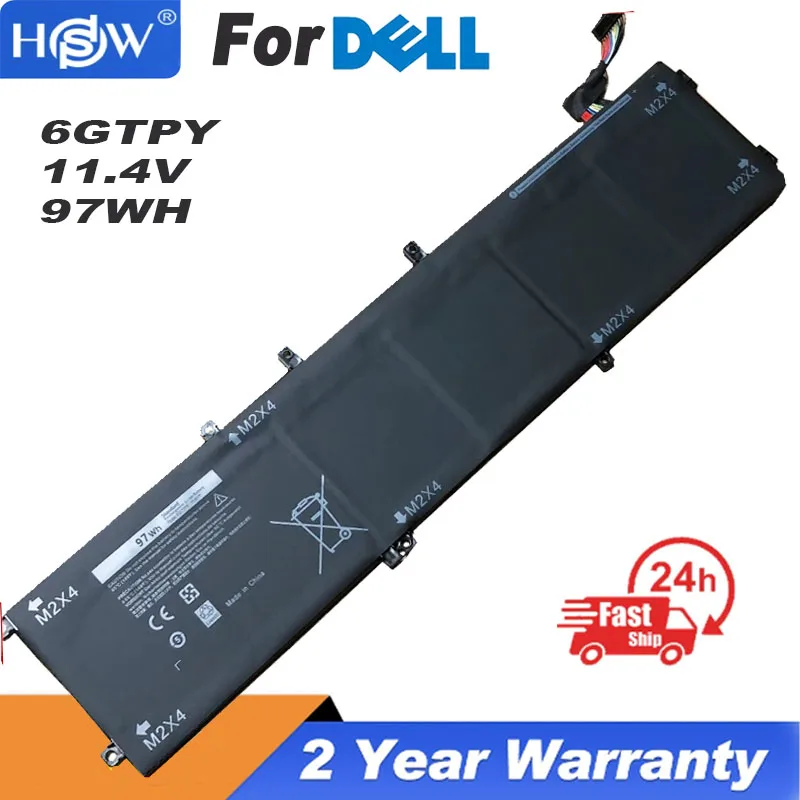 Новый аккумулятор для ноутбука DELL XPS 15 11 4 9570 9560 7590 5520 Вт/ч 6GTPY