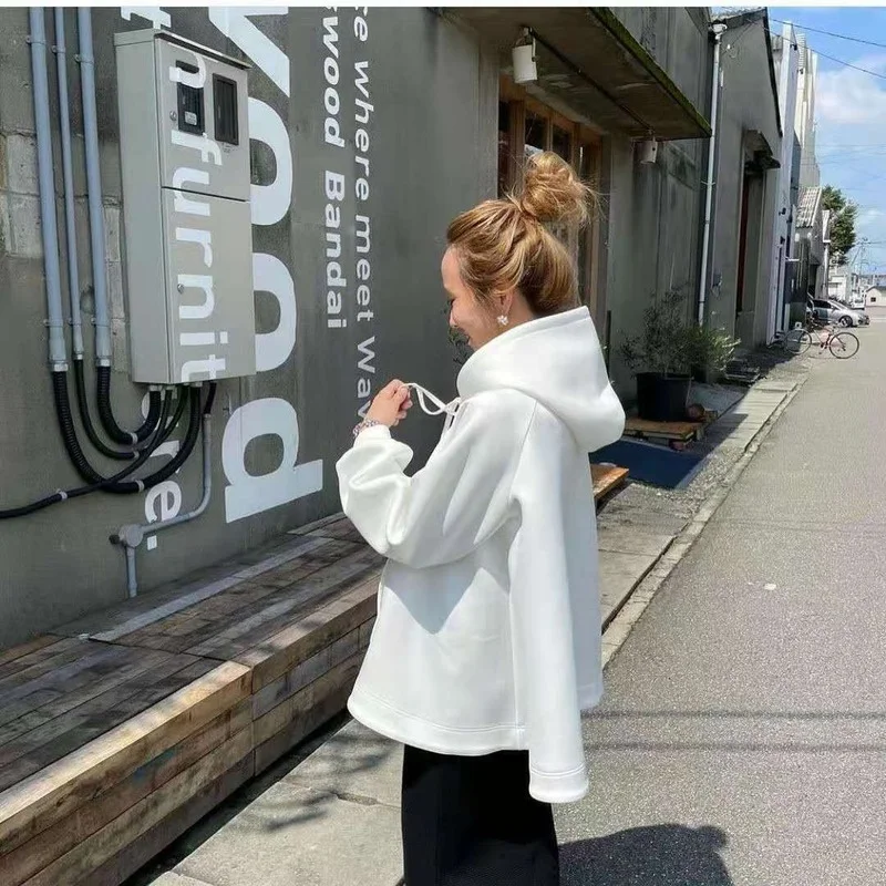 Толстовки женские топы Модный весенне-осенний пуловер с капюшоном свободный