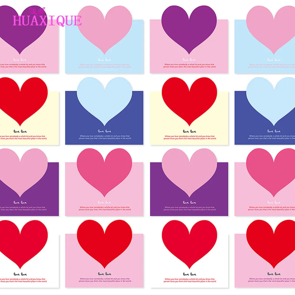 

10PC Heart Card Thank You Letter Love Greeting Card Wedding Birthday Party Invitation Confession Message Blessing Card