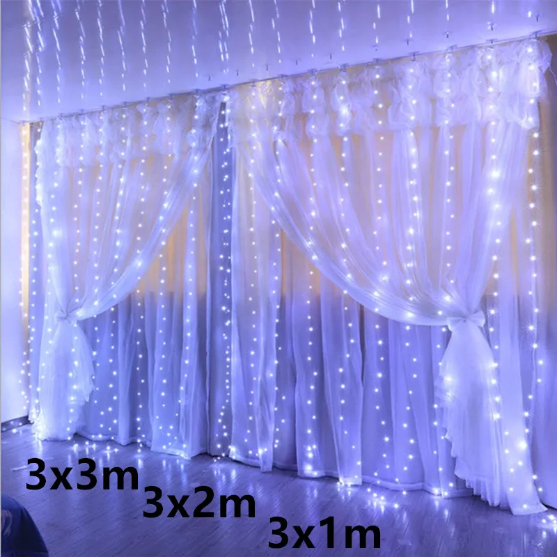 3x3M LED Curtain Light on The Window USB Power Fairy Lights Festoon with Remote New Year Garland Led Lights Christmas Decoration