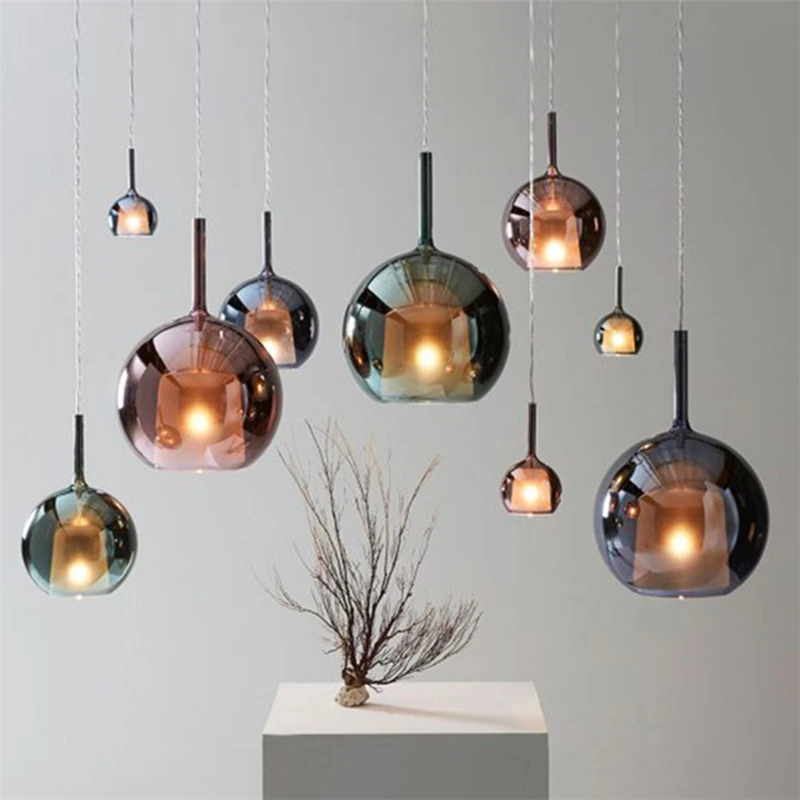 

Modern LED Glass Pendant Lights Bedroom Living Room Dining Villa Stairs Nordic Pendant Lamp Bedside Interior Lighting Decoration