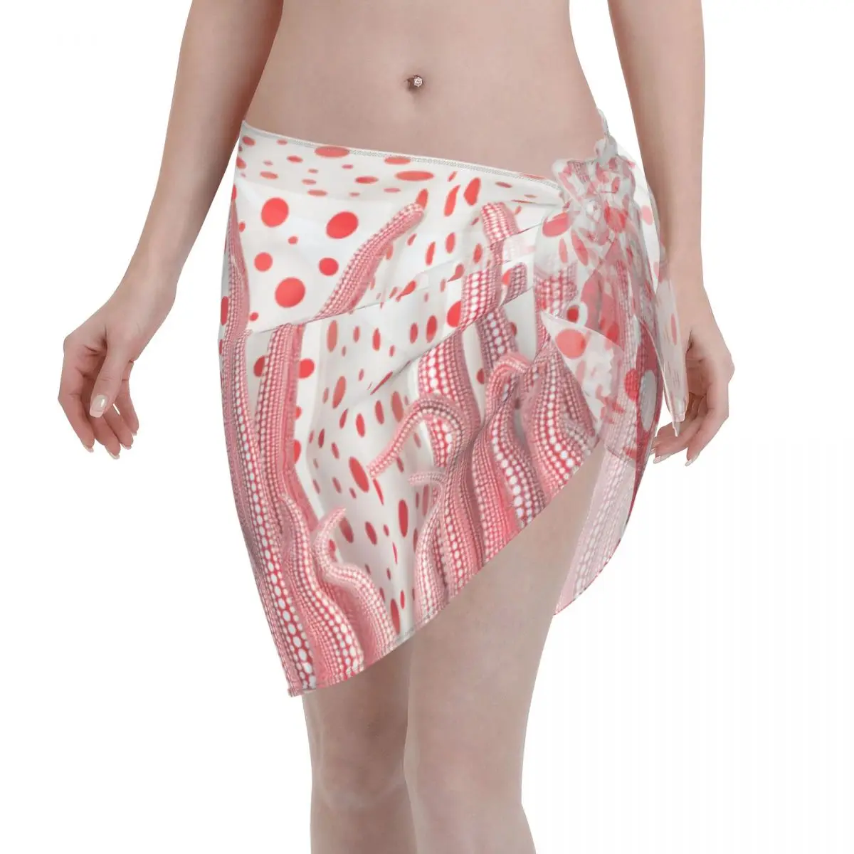 

Sexy Women Yayoi Kusama Painting Perspective Short Sarongs Swimsuit Coverups Art Mystery Bikinis Cover-Ups Skirts Ladies Skirt