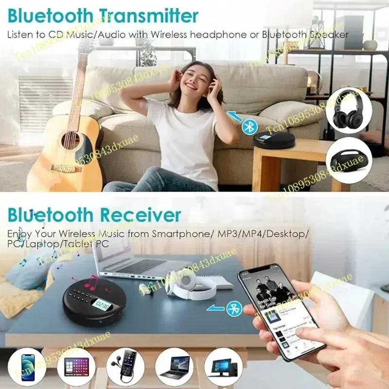 Фото Портативный CD-плеер, двусторонний Bluetooth 5,0, встроенный динамик, HIFI CD, музыка, Walkman ASP, перезаряжаемый USB, воспроизведение без потерь №5