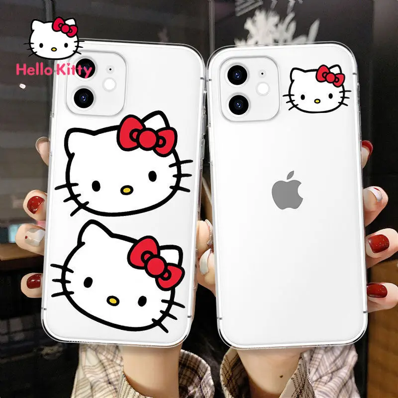 

Hello Kitty Phone Case for iPhone 6S/7/8P/X/XR/XS/XSMAX/11/12Pro/12mini Phone Cute Cartoon Transparent Case Cover