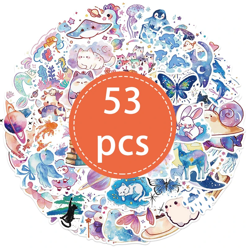

53 шт. наклейки XIURAN акварельные животные
