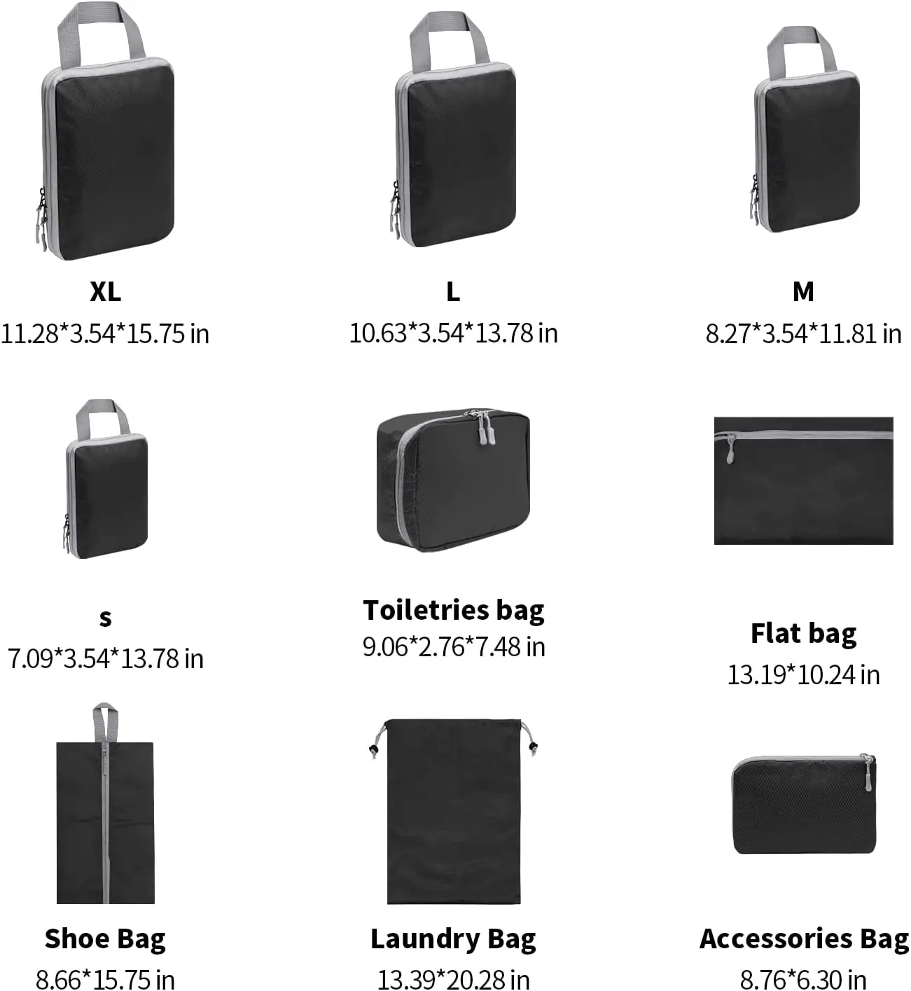 9 pcs New Large capacity Travel storage bag compressible packaging cube foldable waterproof suitcase nylon portable bag luggage