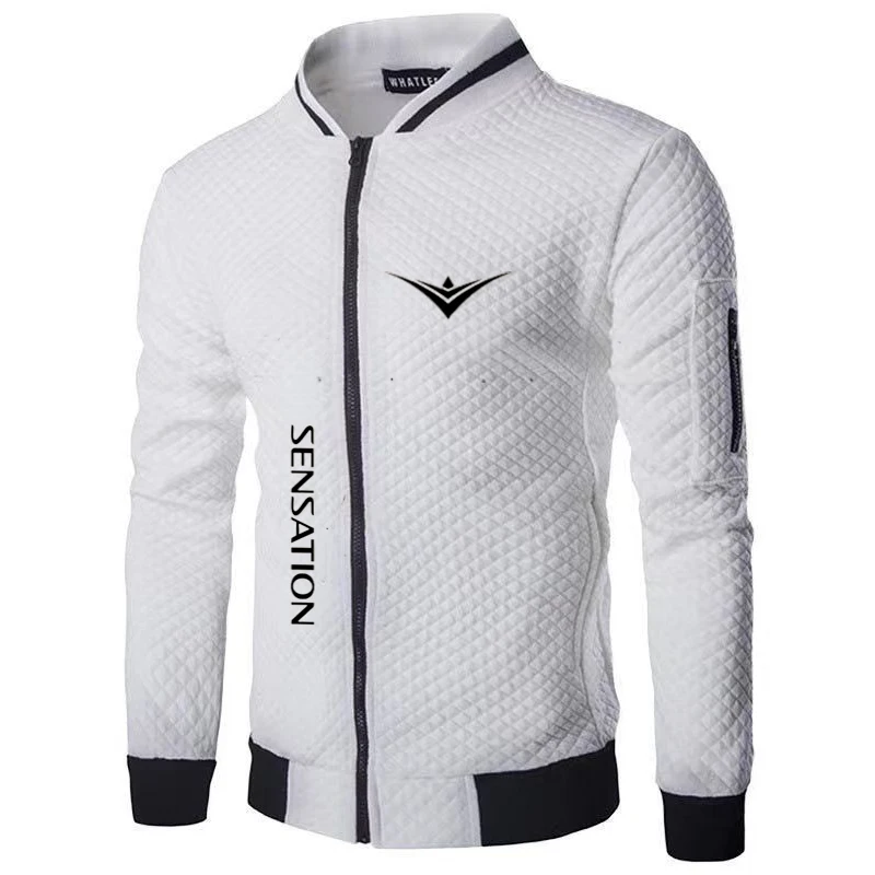 

2023 new men's baseball jacket Spring autumn plaid zipper jacket casual sports golf jacket slim breathable fashion men's jacket