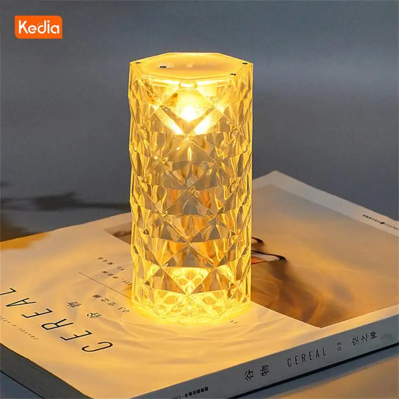 

Kedia Nordic Crystal Table Lamps Rose Light Romantic Diamond Atmosphere Light Touch Bar Lamp Night Light For Bedroom Desk Party