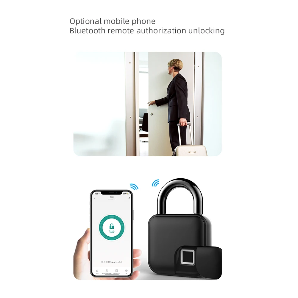

Tuya Smart Home Fingerprint Padlock Biometric Thumbprint Door Lock IP65 Waterproof Keyless USB Rechargeable House Quick Unlock