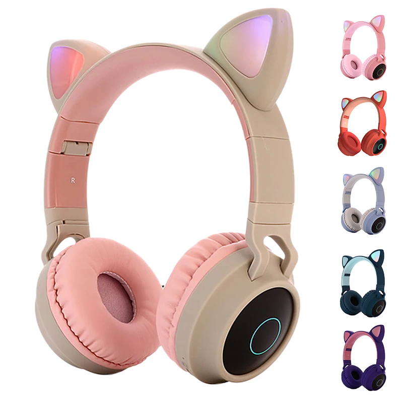 

Беспроводные наушники, детская складная стерео Беспроводная гарнитура с микрофоном и светодиодсветильник кой, шумоподавление