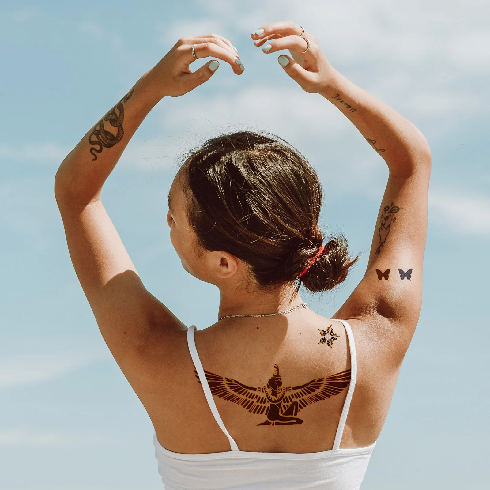 

Temporary Metallic Shimmer Design Tattoos Stickers for Men 12pcs
