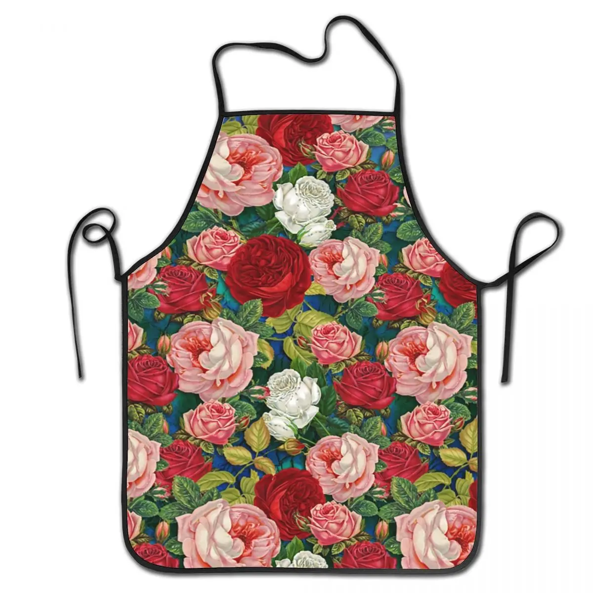 

Unisex Flower Rose Pattern Bib Apron Adult Women Men Chef Tablier Cuisine for Cooking Kitchen Floral Baking