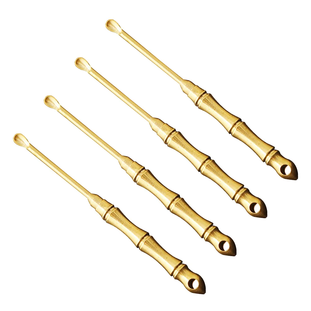 

4pcs Ear Spoons Retro Creative Hanging Decorations Copper Tools Ear Picks Spoon Buckles