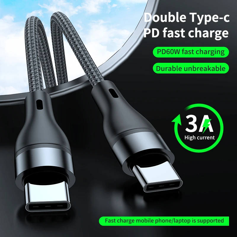 

PD 60W USB C To USB Type C Cable QC 4.0/3.0 Fast Charging For MacBook Pro iPad Samsung Glaxry Tab Xiaomi Charge Cable