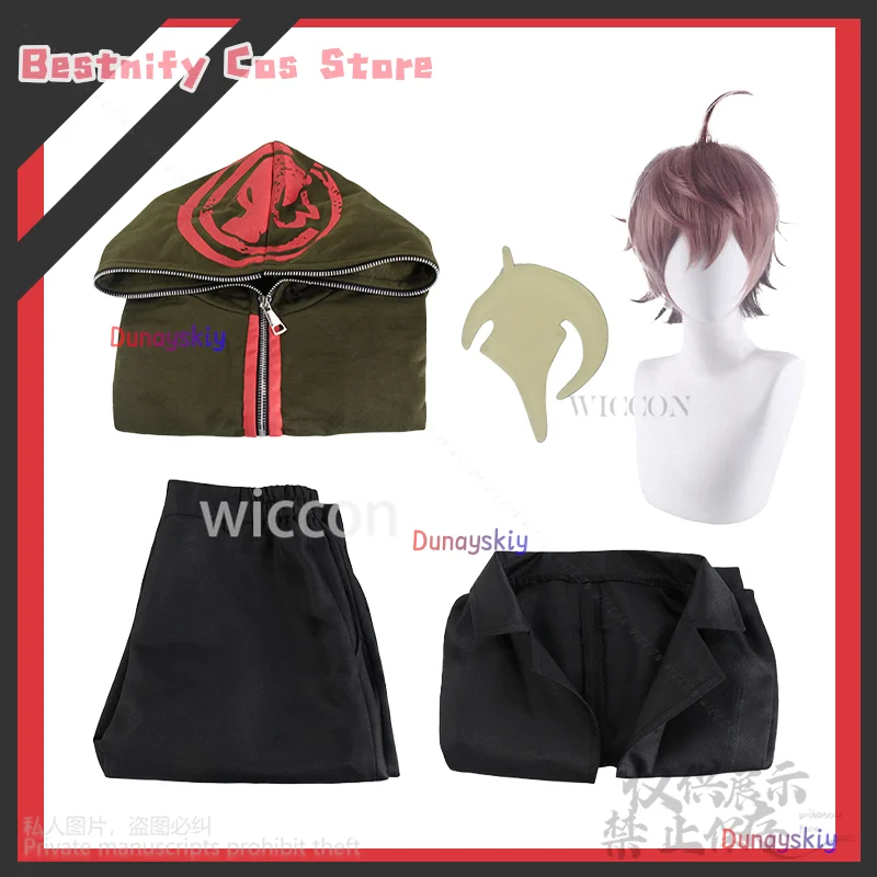 Аниме Super Naegi Makoto Danganronpaaa Косплей Зеленая и Черная Куртка Брюки Cutecore Униформа