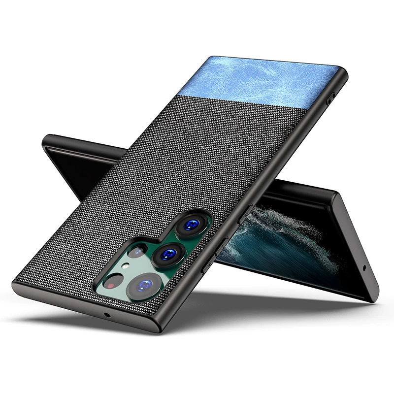 

Luxury Canvas Color Blocking Phone Case for Samsung Galaxy S23 S23Ultra S22 S22+ S21 Case Coque 2 Colors Back Cover Case