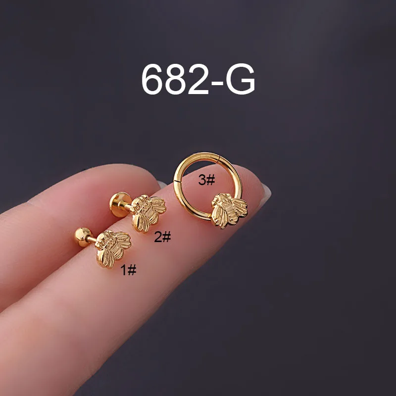 

1PC 20G Fully Stainless Steel Cartilage Earrings Nose Ring Hoop Earring Helix Screw Back Stud Tragus Rook Conch Piercing Jewelry