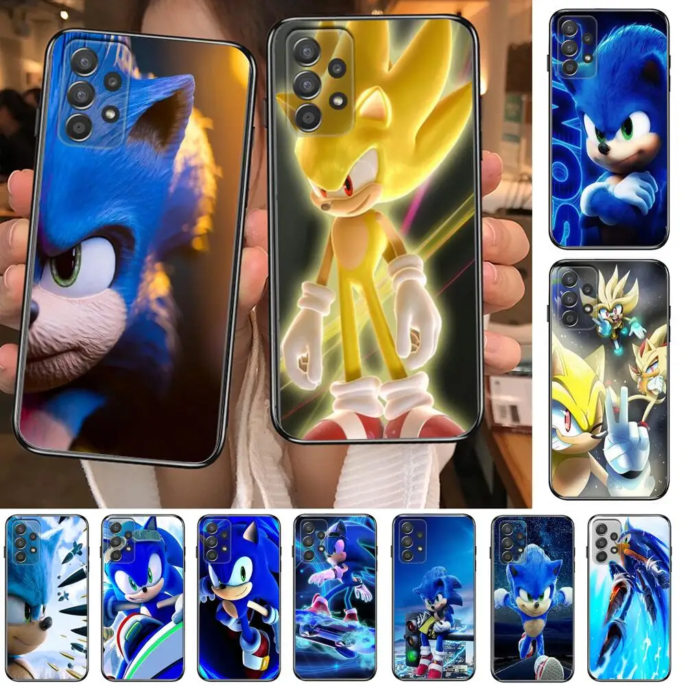 

For XSamsung Galaxy A70 A50 A51 A71 A52 A40 A30 A31 A90 A20E 5G a20s Phone Case soft Black Cover Cool Sonic