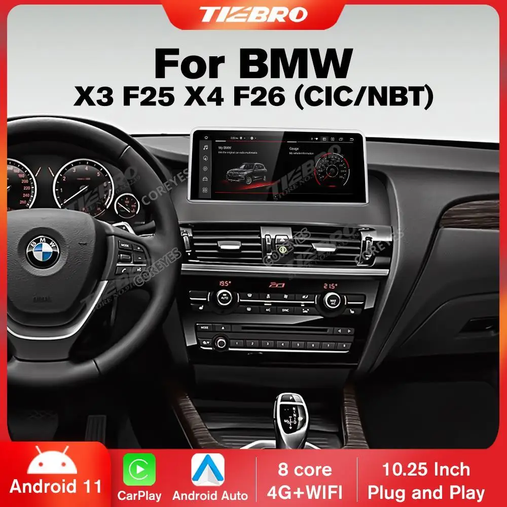 COREYES 10 25 дюйма 8 + 256G для BMW X3 X4 F25 F26 CIC NBT Автомобильный радиоприемник Android12 Carplay Android
