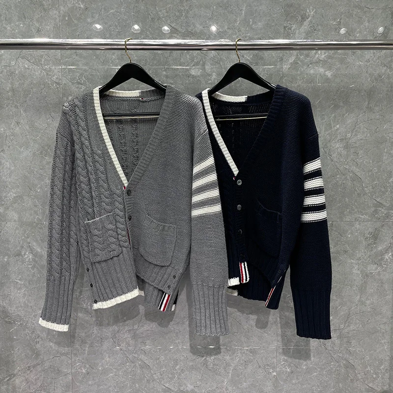 

2022 Winte Cardigan Men WomenWool Striped Men Jacket Long Sleeve Loose Knitted Outerweart Soft Korean Design High Quality Pocke