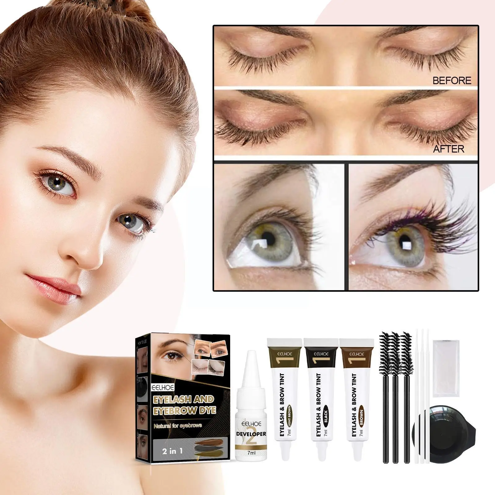 

New Eyelash Eyebrow Dye Tint Kit Professional Lash Dyeing Up Makeup Brow Lifting Set Eye Setting Charming Eyebrow Mascara M F2f8