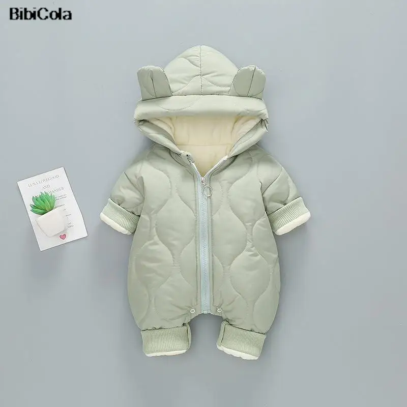 

Baby clothes winter baby plus velvet cotton-padded jumpsuit baby girls cartoon long-sleeved romper baby thickening warm romper