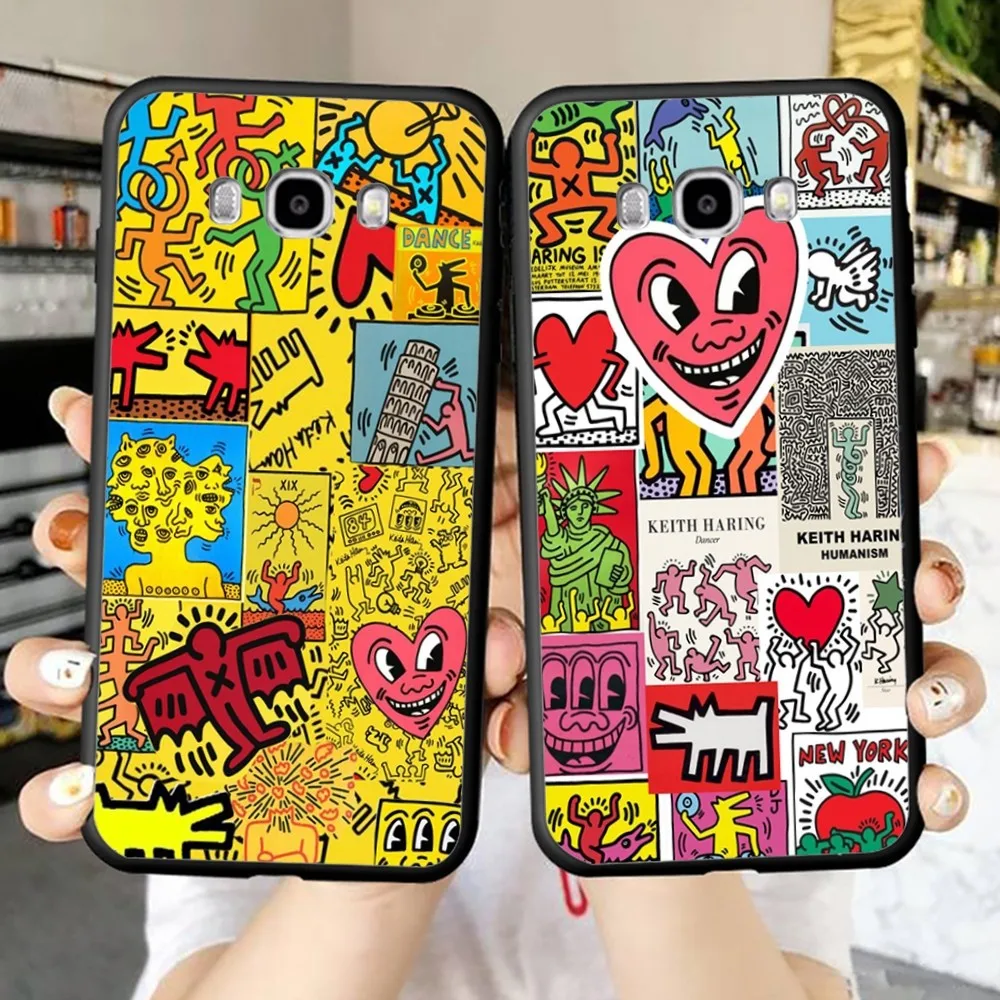 

K-Keiths-Haring-Works-Colorful-Print Phone Case For Samsung J 7 plus 7core J7 neo J6 plus prime J6 J4 J5 Mobile Cover