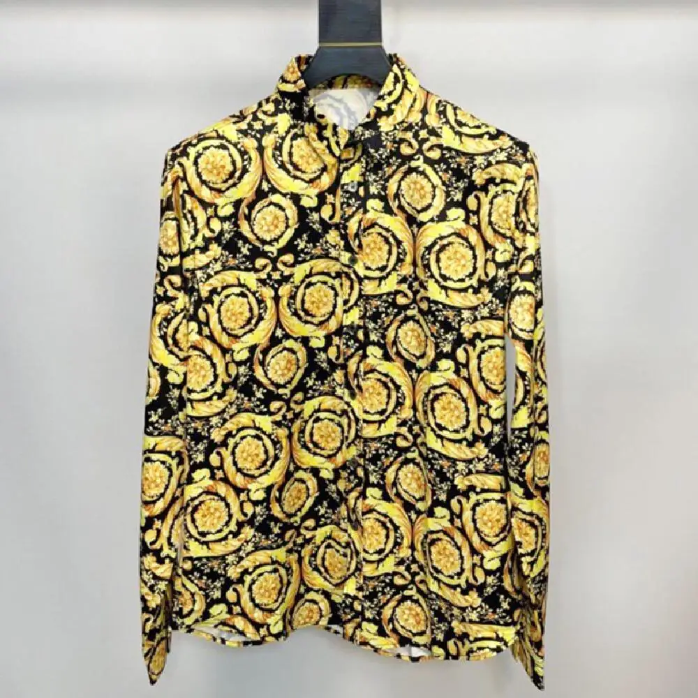 2022 Autumn Men/Women's High Quality Floral Print Casual Long Sleeves Shirts F218