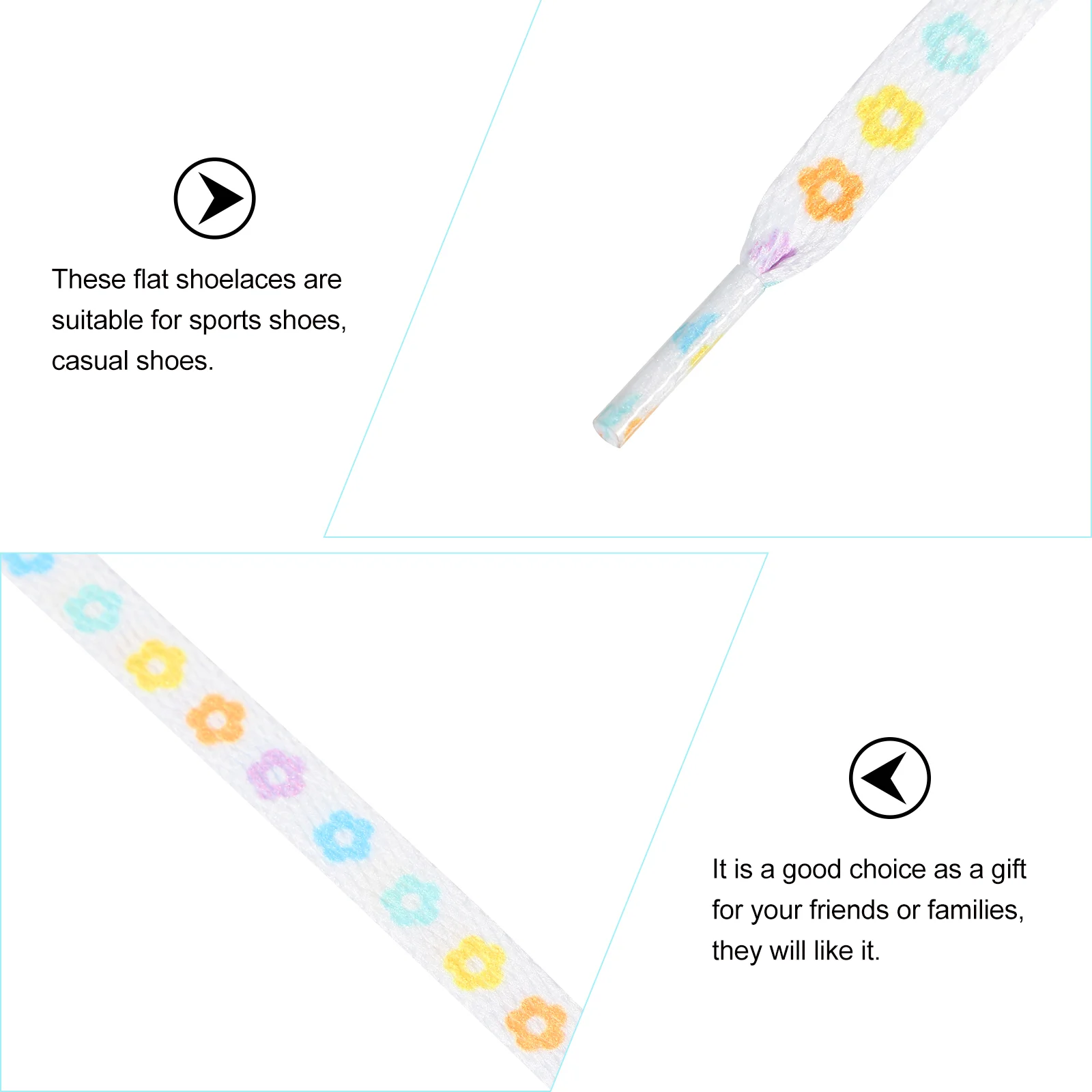 4 Pairs Flower Shoelaces Stretchy Shoelaces Flower Printed Shoelaces Elastic Shoe Laces Kids Flower Laces Boots Flat Shoelaces