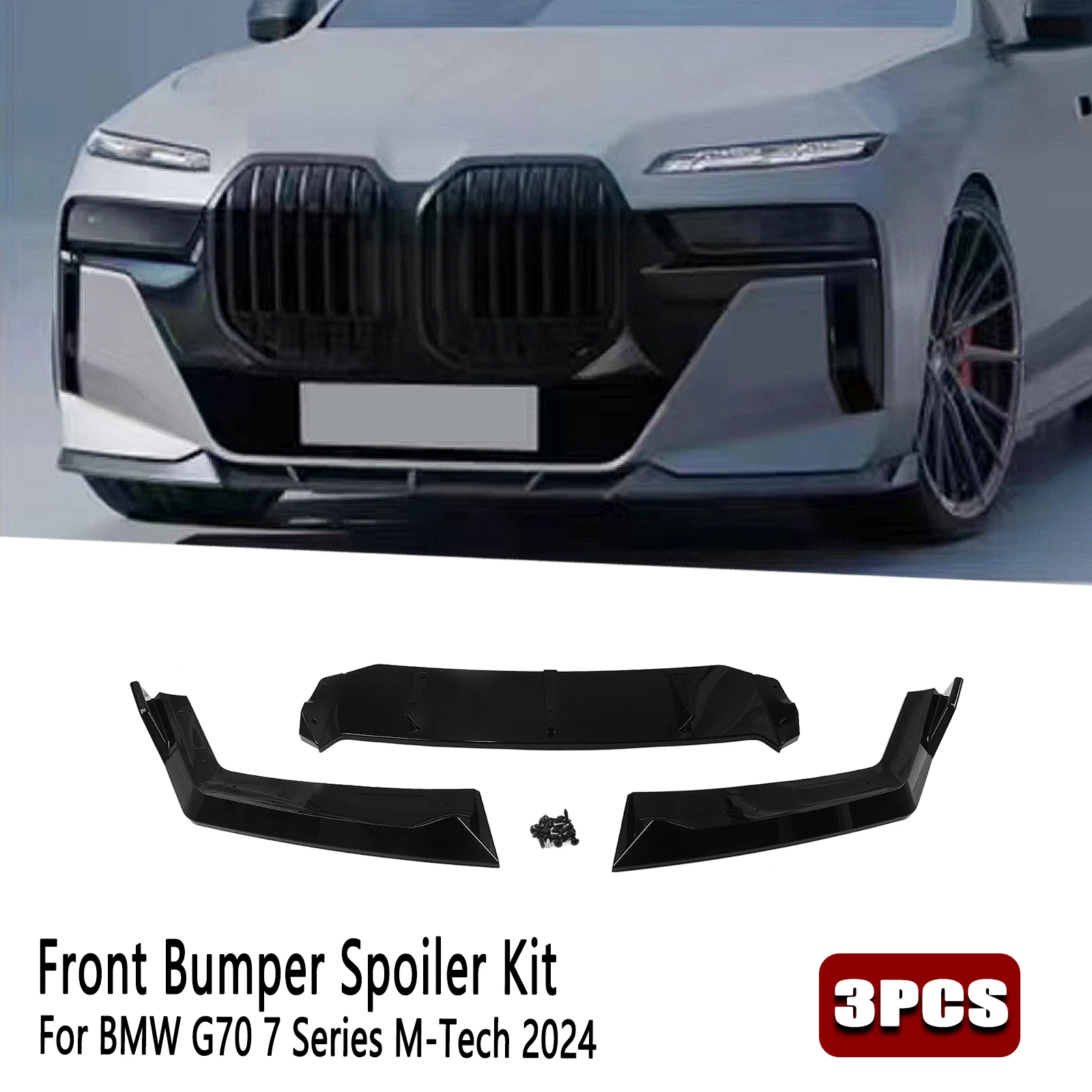 Блеск Черный Автомобильный передний спойлер для губ сплиттер BMW 7 серии G70 M Tech 2024