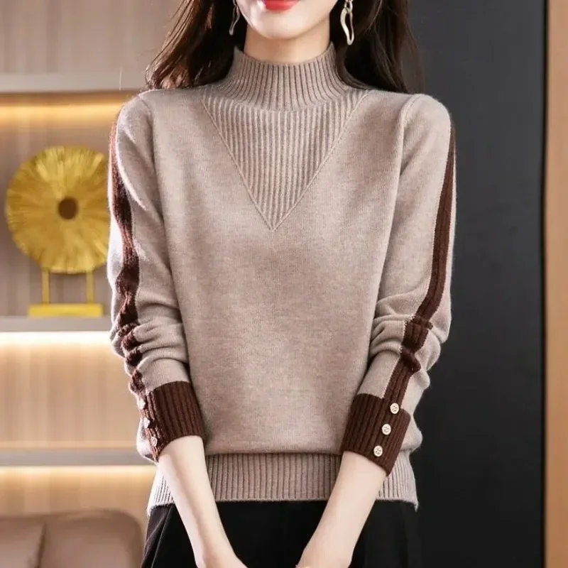 

Autumn and Winter Women's Sweater Crewneck Pullover Knitted Loose Winter Thickened Base Sweater