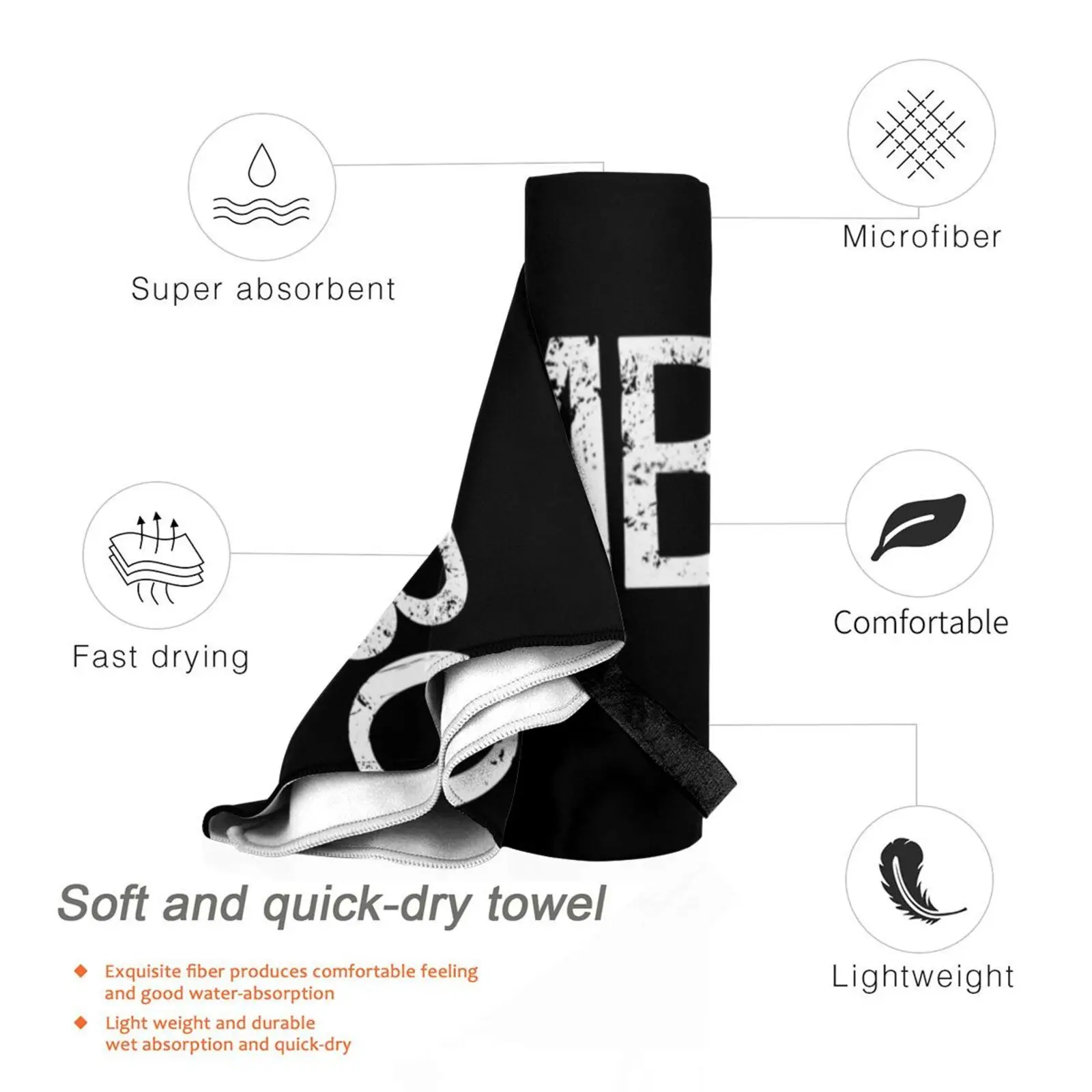 Пляжное полотенце Aimbot быстросохнущее качественное черное белое Черное и