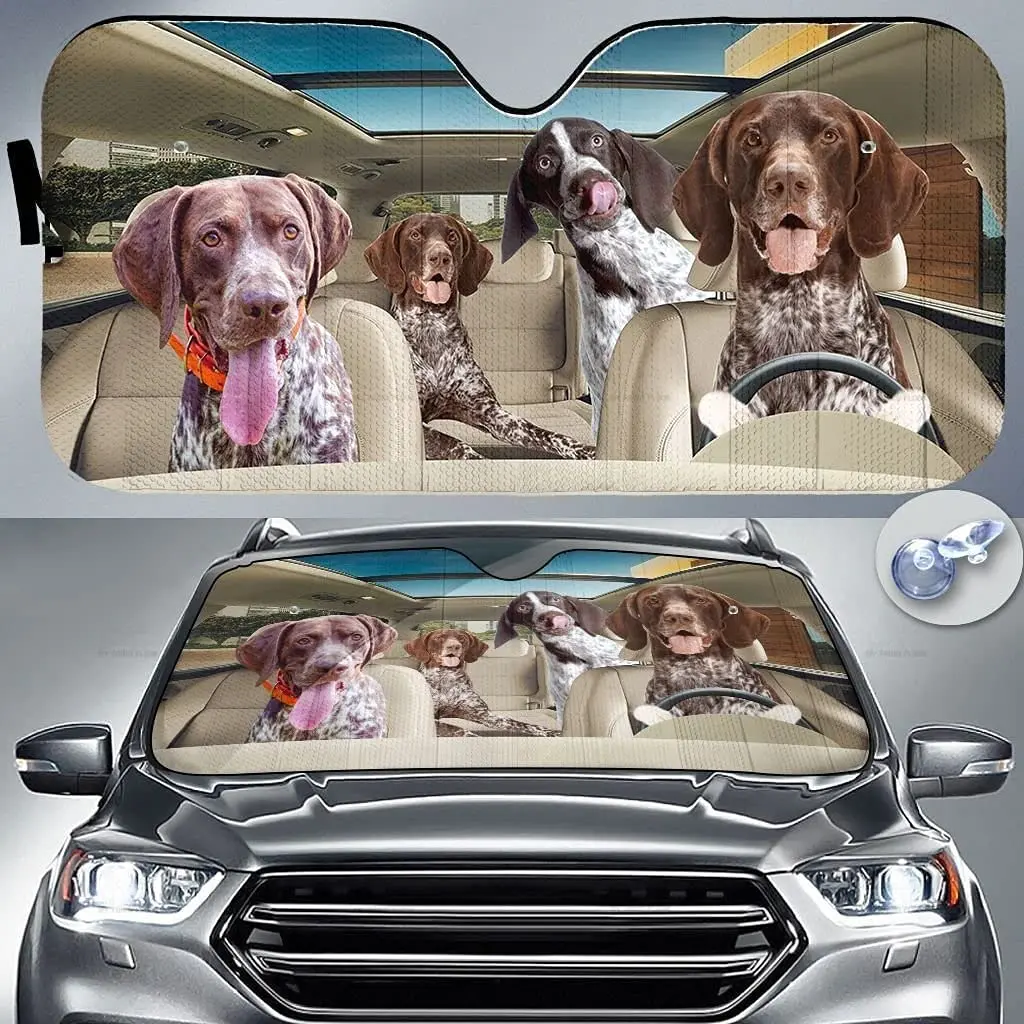 

Catholic German Shorthaired Pointer in Car Sunshade Cute Dog Driving Sunshade, Gift for Lovers Windshield Durable Material Auto