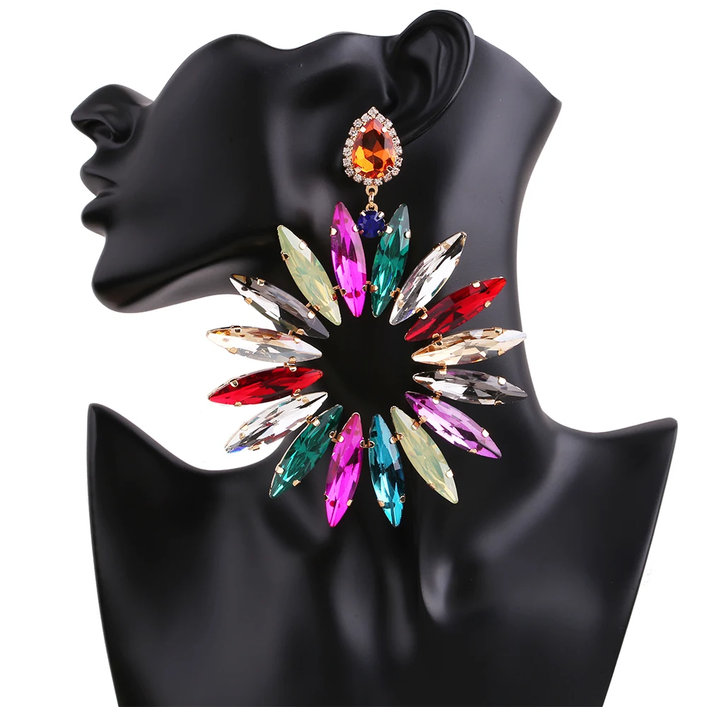 

Baroque Big Crystal Earrings For Women Large Drop Dangle Earings Female Rhinestone Gold Color Jewelry Luxury Jewelery Wholesale