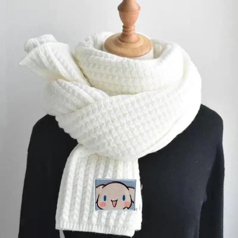 

Новый теплый шарф Sanrios Kawaii Kuromi из мультфильма осень-зима женский Зимний вязаный шарф из шерсти