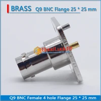 q9 bnc female plug 4 hole flange panel mount with wire double pin 25 25 mm brass rf connector socket adapters