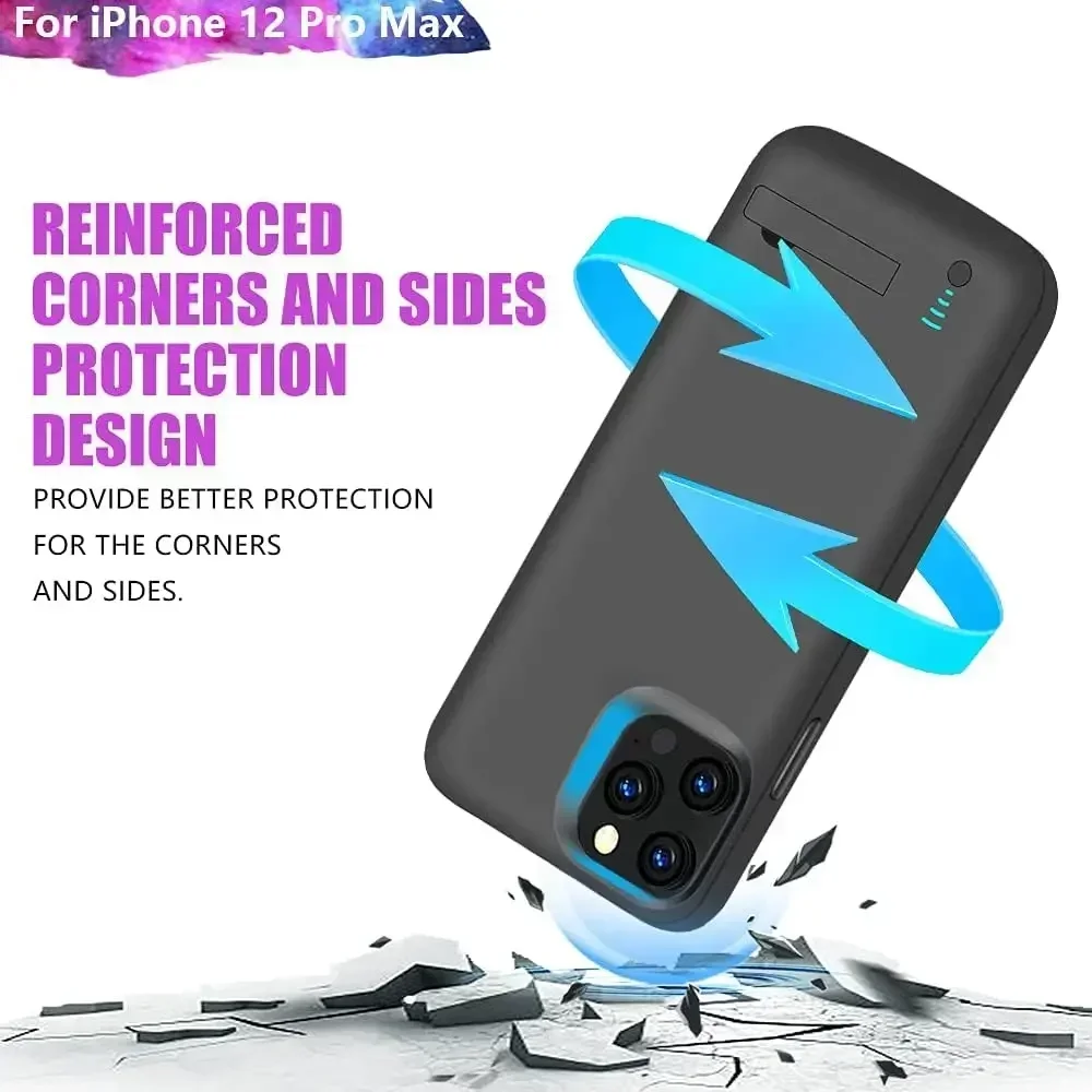 Фото Модный портативный чехол-аккумулятор 10000 мАч для iPhone 12 Pro Max, 12 Mini, 13 Pro Max, зарядное устройство-накладка для iPhone 12 Pro Max №4