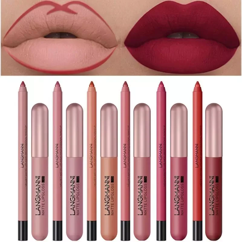 

NEW2023 Lip Liner And Lipstick Set 6 Velvety Matte Liquid Lipsticks & 6 Matching Smooth Lip Liner All In One Lipgloss Girls