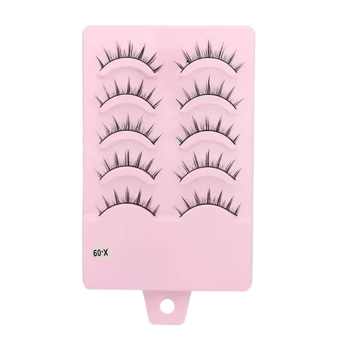 5 пар накладных ресниц 3D норковые  черного цвета