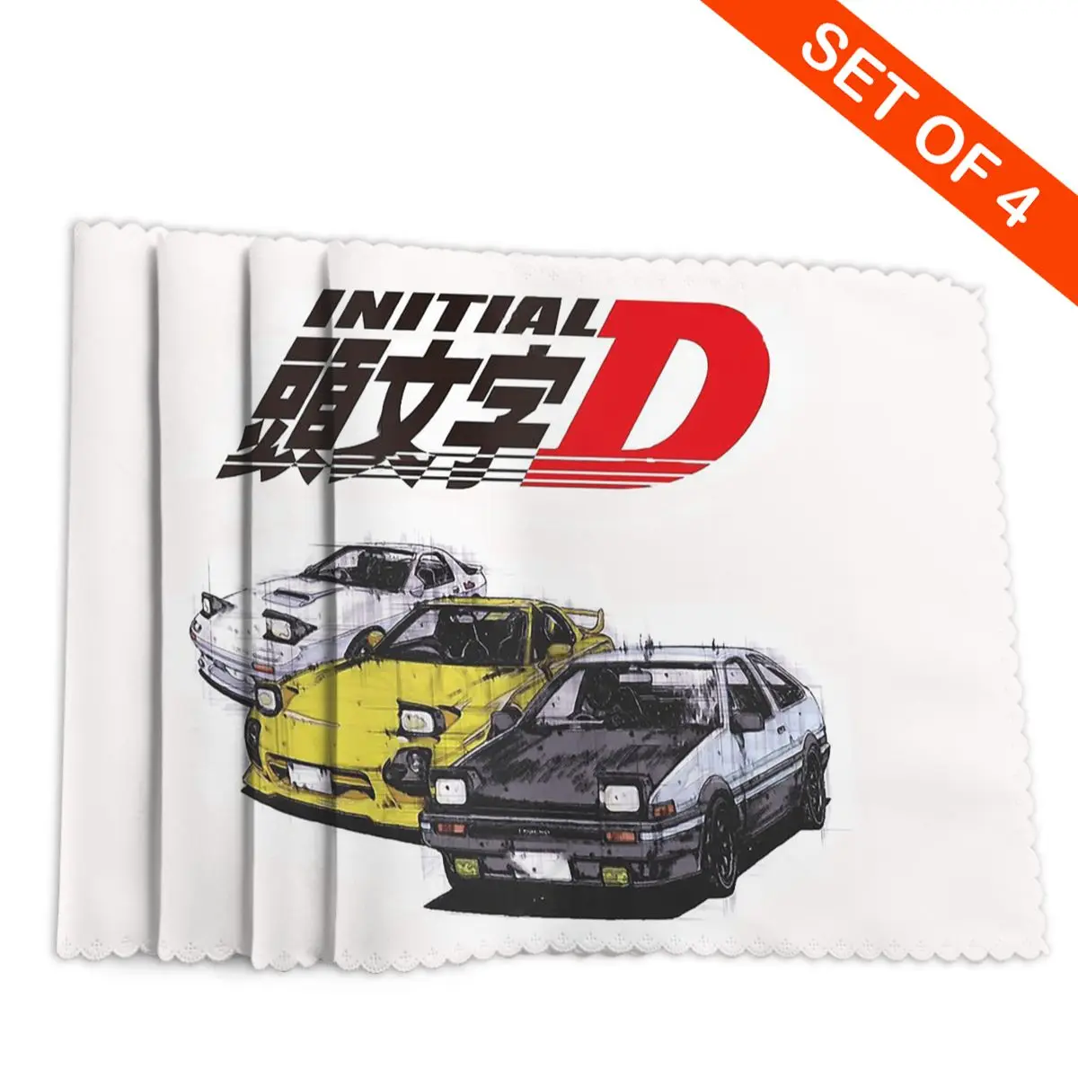 Фото Супервпитывающий нескользящий коврик-подставка для тарелок и мисок Initial D Neon AE86 для обеденного стола №3