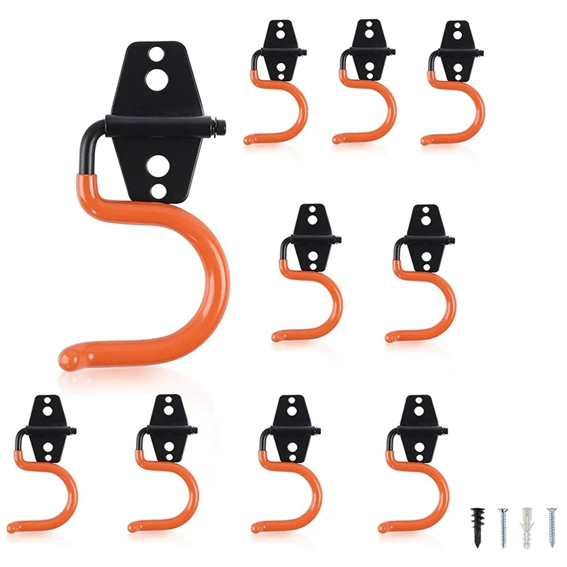 

Garage Hooks Heavy Duty, Utility Tool Hangers And Broom And Mop Holder Wall Mounted For Organizing Cleaning Tools 10Pack