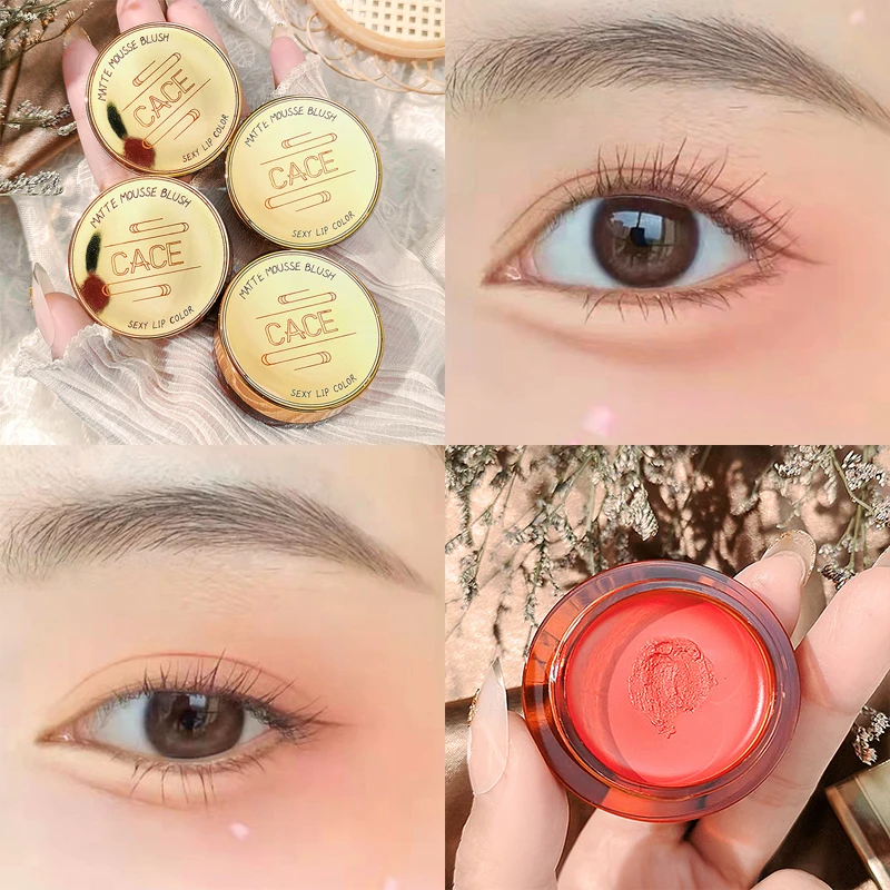 

Matte Mousse Blush Canned Blush Mud Peach Apricot Rouge Cream Lip Cheek Dual-use Velvet Lip Mud Eyeshadow Tint Makeup
