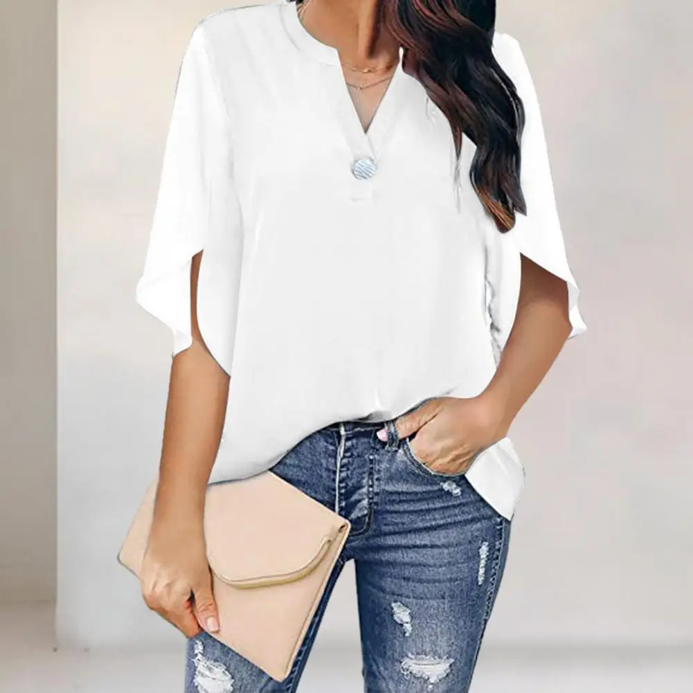 

Trendy Lady Blouse Breathable Casual Summer Blouse Button Soft Women Top Female Clothes