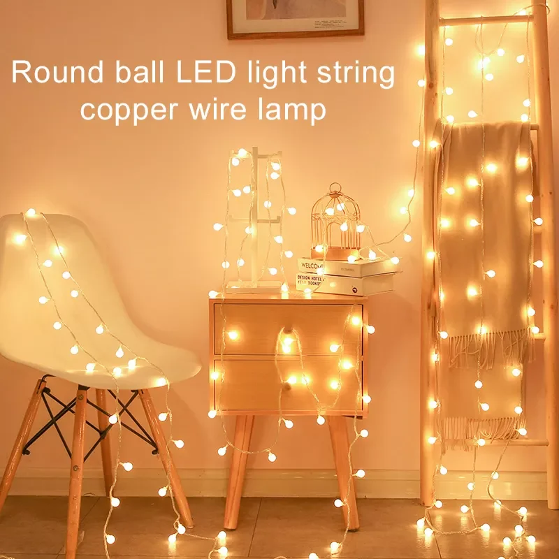 

Holiday Light Chain Ball LED String Lighting 300CM 6M USB Lamp Bulb Light String Waterproof Outdoor Wedding Christmas Led String