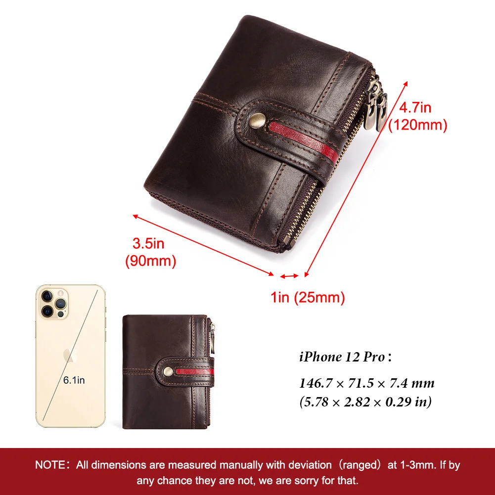 HUMERPAUL Genuine Leather RFID Protection Wallet for Men Short Multi Function ID Credit Card Holder Classic Money Bag Coin Purse