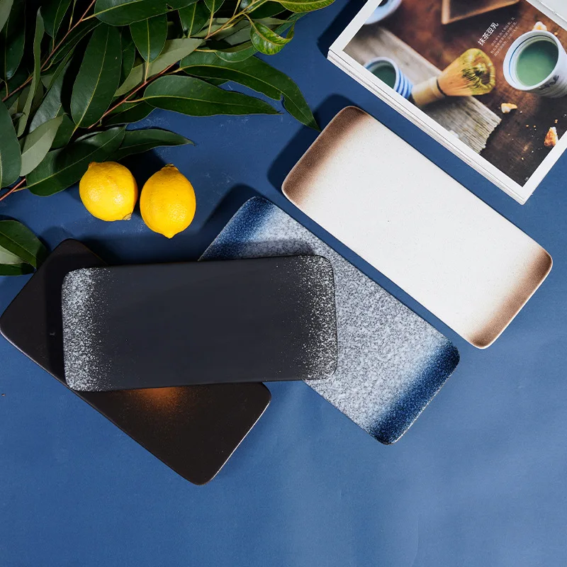 

Restaurant Sushi Plate Ceramic Western Plate Creative Japanese Plate Rectangular Plate Japanese Household Hotel Tableware