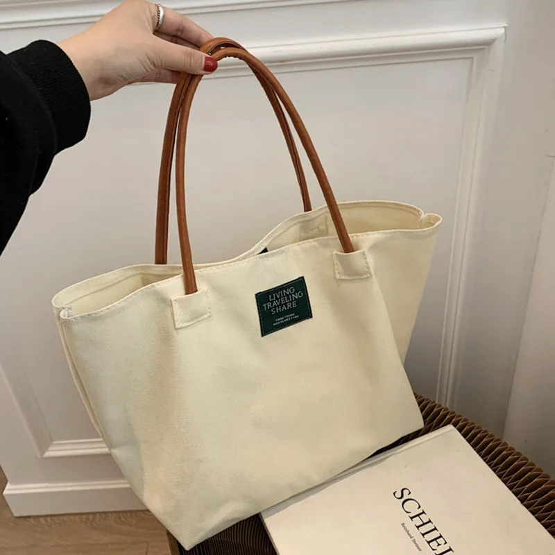 

Fashion Shopping Shoulder Women's Bag Large Capacity Canvas Tote Designer Handbags for Women Simpler Casual Female Shopper Bags