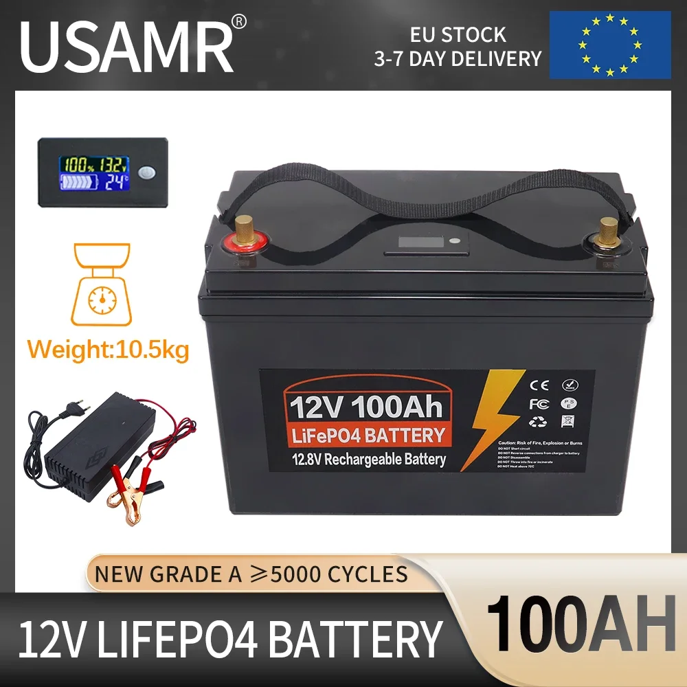 Литий-железо-фосфатный аккумулятор 12 В 24 300 Ач 5000 50 LiFePO4 Встроенный BMS + циклы для RV